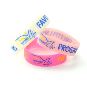 Custom Silicone Pink Rubber Bracelet Wristbands