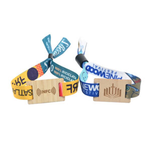 Dual-Function Fabric Wristband with RFID Wooden Card - Custom & Personalized for Event Management