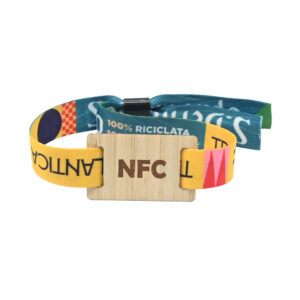 Custom Fabric Bracelet with RFID NFC Wooden Card - Personalized for Event Access Control & Proximity Tracking