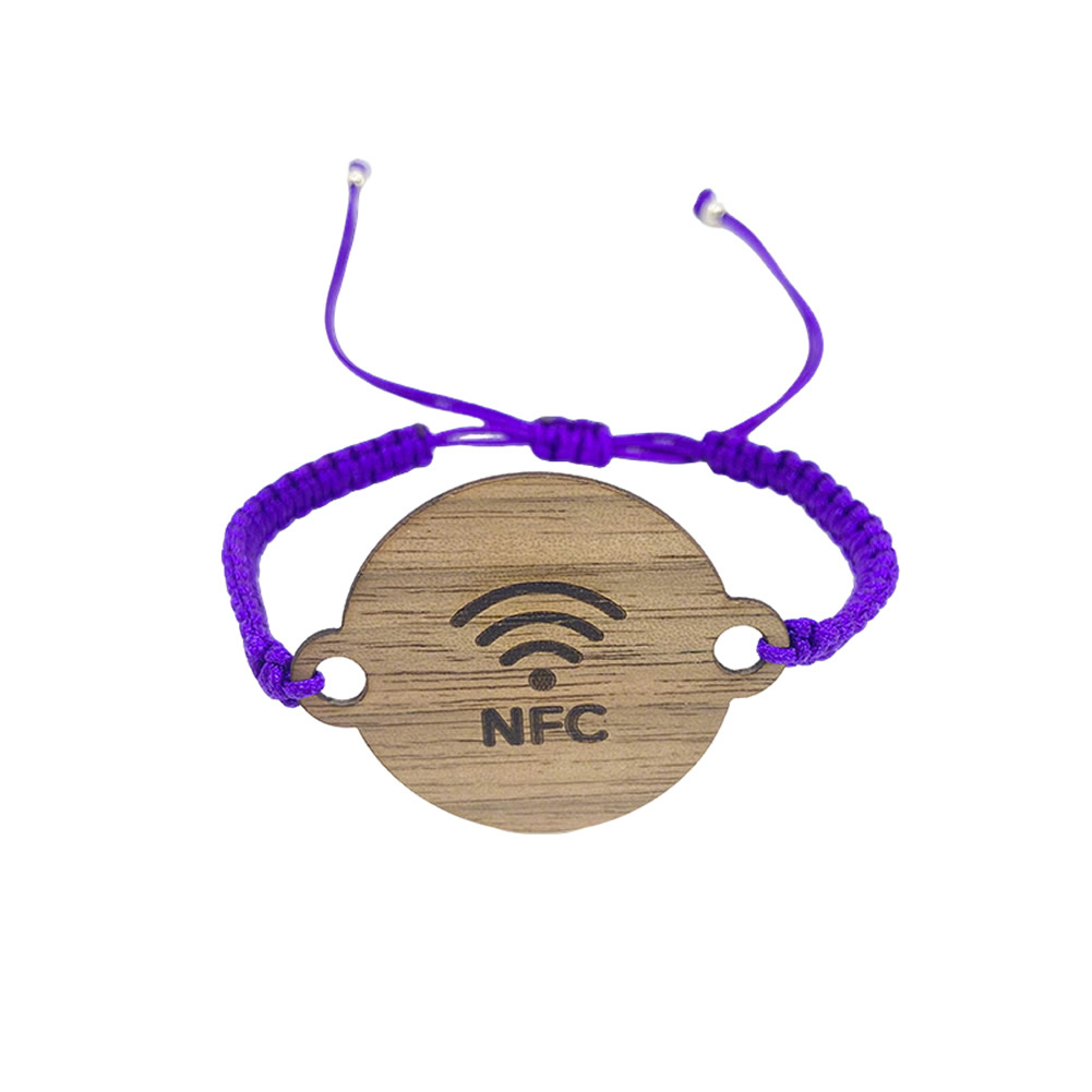 Bulk Custom Fabric Bracelet with RFID Wooden Card - Festival-Proof for Contactless Access, NFC Data & Adjustable Fit - Image 2