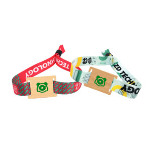 Festival-Ready Custom Fabric Bracelet with RFID Wooden Card - Adjustable for Contactless Access Control