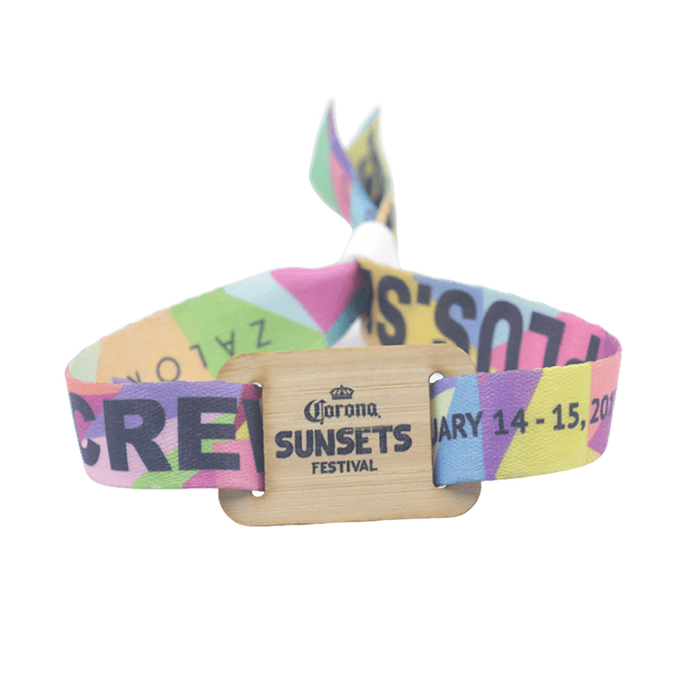 Bulk Custom Fabric Bracelet with RFID Wooden Card - Festival-Proof for Contactless Access, NFC Data & Adjustable Fit - Image 5