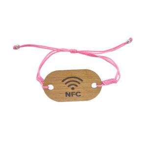 Printed Fabric Bracelet with Laser Engraved Wooden Tag - RFID MIFARE for Smart Event Management