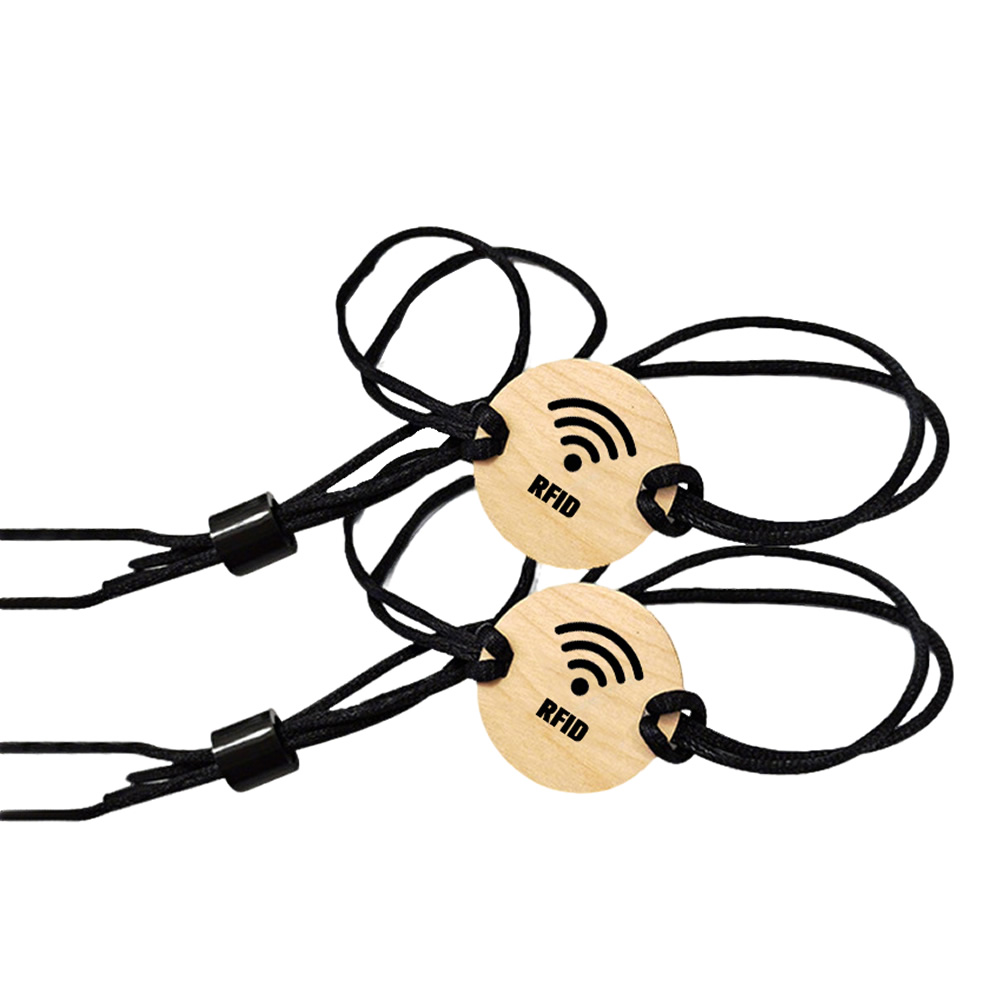 Bulk Custom Fabric Bracelet with RFID Wooden Card - Festival-Proof for Contactless Access, NFC Data & Adjustable Fit - Image 3