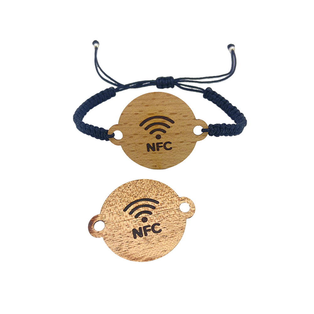 Bulk Custom Fabric Bracelet with RFID Wooden Card - Festival-Proof for Contactless Access, NFC Data & Adjustable Fit - Image 4