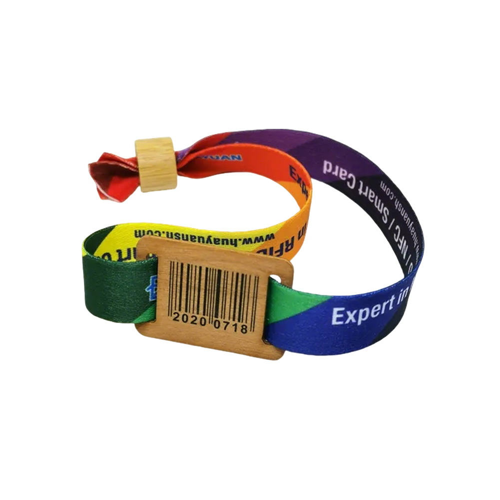 Bulk Custom Fabric Wristbands with RFID Wooden Cards - Personalized for Events & Festival Promotions - Image 2