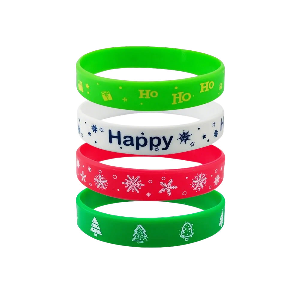 Christmas Wristbands Printed Silicone Charm Bracelets - Image 2