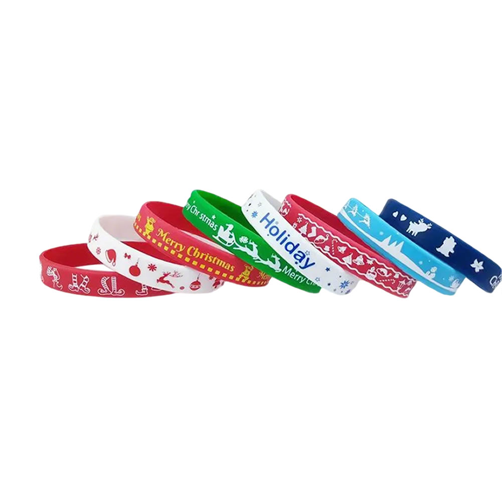 Christmas Wristbands Printed Silicone Charm Bracelets - Image 3