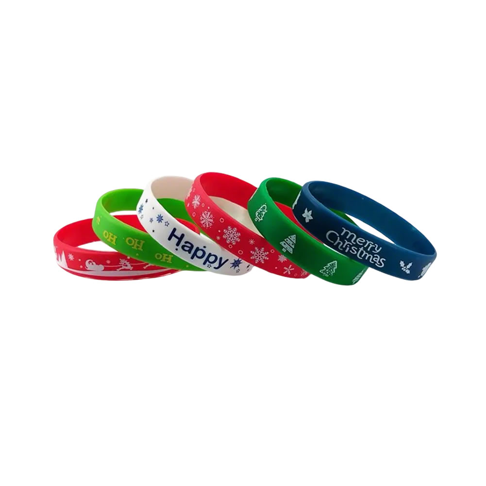 Christmas Wristbands Printed Silicone Charm Bracelets - Image 4