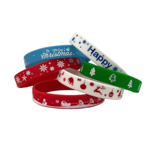 Christmas Wristbands Printed Silicone Charm Bracelets