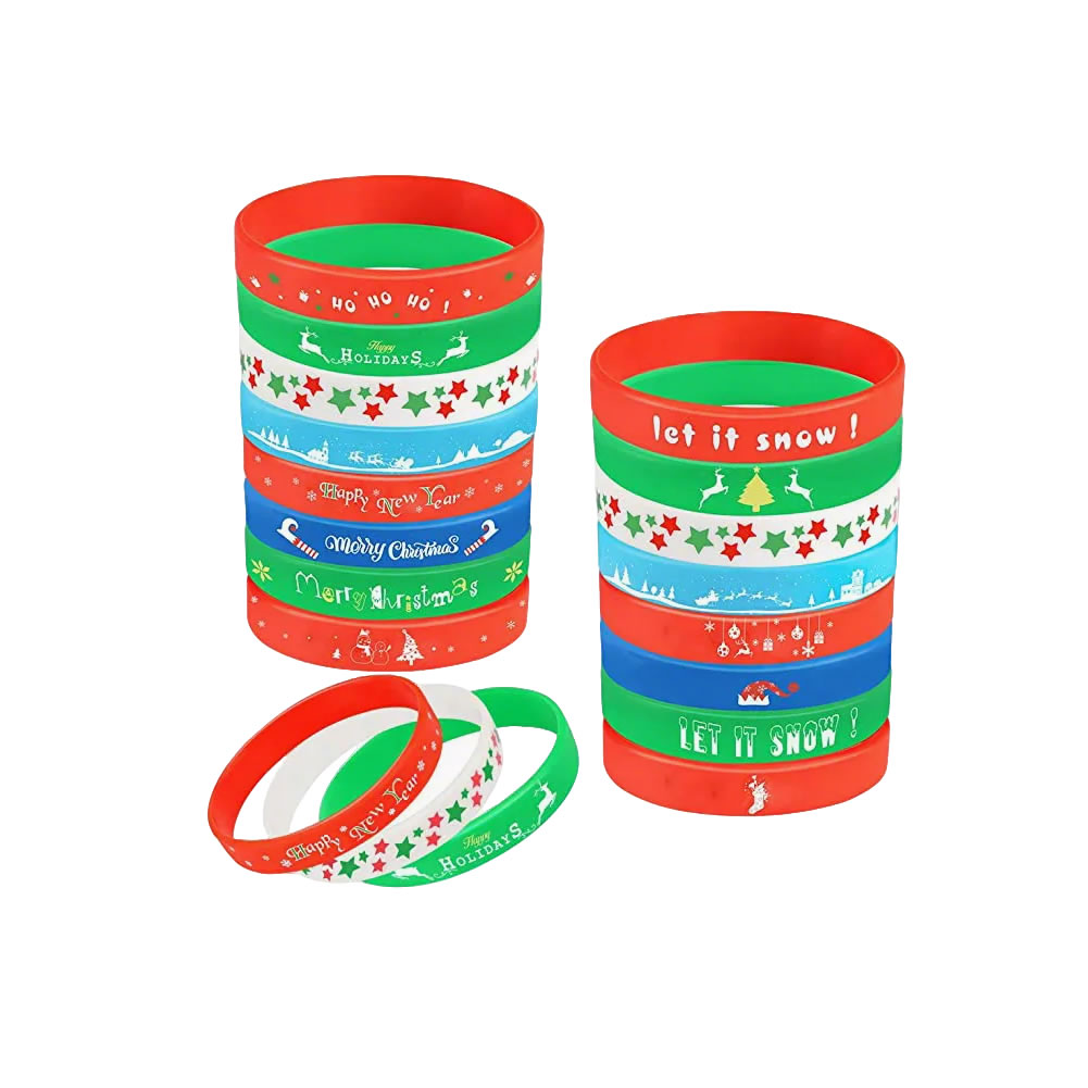 Christmas Wristbands Printed Silicone Charm Bracelets - Image 5