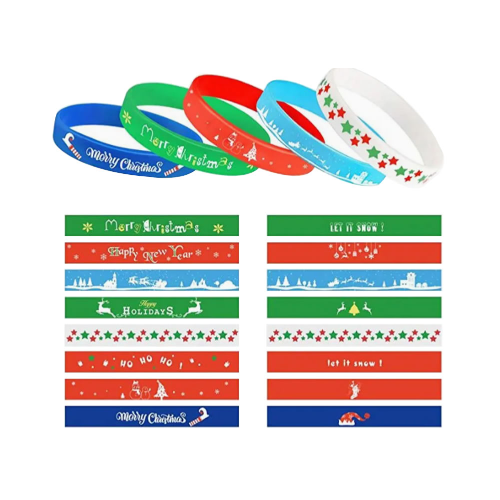Christmas Wristbands Printed Silicone Charm Bracelets - Image 7