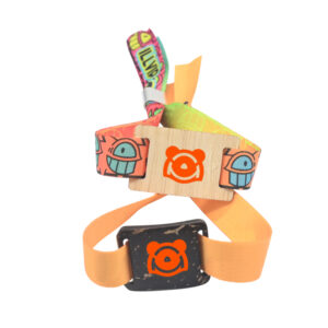 Custom Fabric Wristbands with Mini RFID NFC Wooden Card